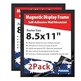 PUJIANG 8.5x11' Magnetic Sign Holder, Double Sided Window Self-Adhesive Frame, Transparent PVC and...