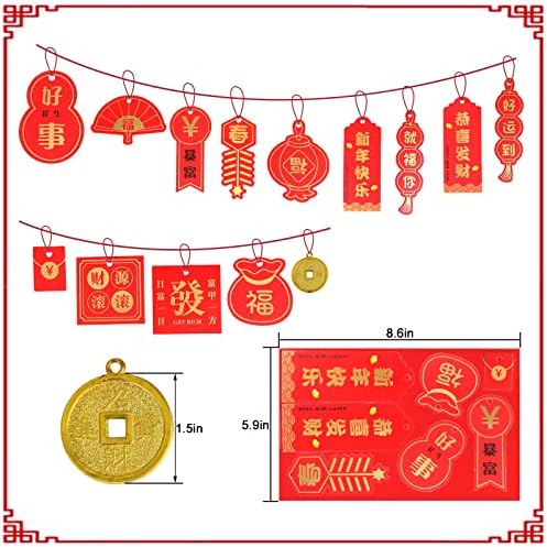 Covienapp 46 PCS Chinese New Year Decorations 2023 Spring Festival Pendants Chinese Knot Pendant Red Hanging Ornaments for New Year Home tree Car Office
