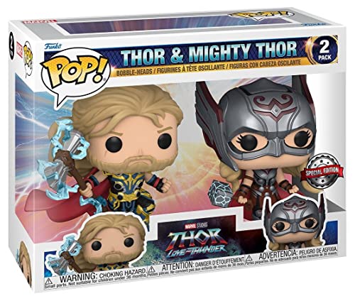 Coleccionables, Toy Funko Thor 4: Love and Thunder - Thor & Mighty Thor US Exclusive Pop! Paquete de 2 Cifras de Vinilo