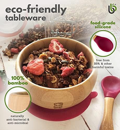 bamboo bamboo ® Suction Bowl for Baby  Bamboo Baby Bowl and Spoon Set with Removable Silicone Suction Cup for Kids | 350ml | Non-Toxic | Cool to The Touch | Ideal for Baby-Led Weaning