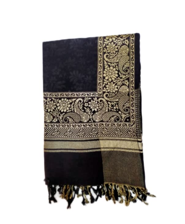 Ss traders black kashmiri woollen border shawl for women-image-43