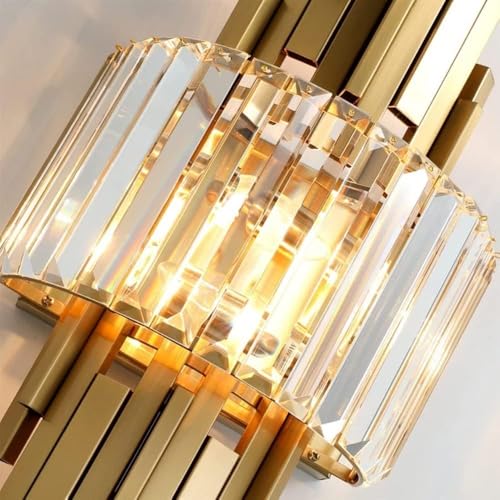 Applique murale cristal et acier inoxydable doré E14
