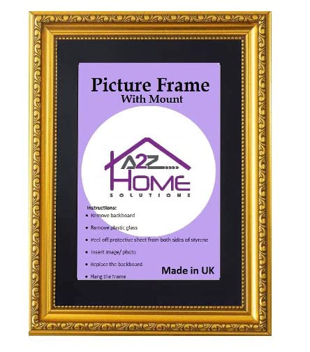 A2Z Home Solutions® Wall Poster Picture Frame With Mount to Hang Portrait or Landscape Art Gallery Ornate Gold Photo Frame With Black Mount- 45x55 cm Pic Size 35x45 cm