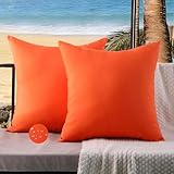 ViaElayu Housses Coussin 45x45 cm Extérieur Imperméable Orange Taies d'oreiller Printemps Été Decoration Canapé Housse de Coussin Décoratif pour Salon de Jardin Patio Chambre Maison Décor Lot de 2
