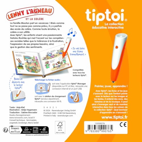 Livre Tiptoi Ravensburger Lenny Le Mouton et la Colère Reconnaissance des Émotions - vue 2
