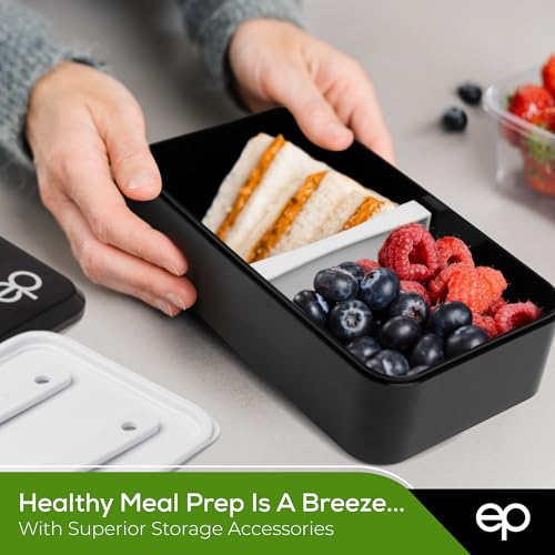 Eatingprimal Ep EP-BENTOBOX-BLCK-WHITE-HANDLE Stackable Bento Lunch Box thumb #7