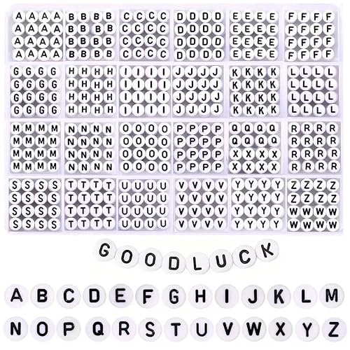 Image of INDIKONB Alphabet Round Single Letter Beads Set ? 26 Types A-Z, Perfect for Friendship Bracelet, Name Beads, Craft Beads, Jewelry Making & DIY Projects, Multicolor