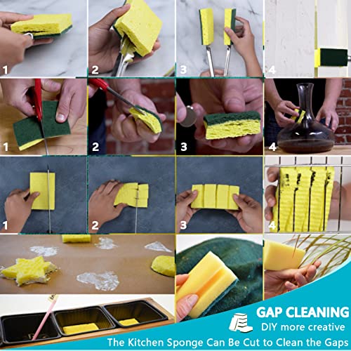 Image of Kitchen Cleaning Sponges, 6 Pack Heavy Duty Scrub Sponges Cleans Fast Non-Scratch Sponge for Washing Dishes and Cleaning Kitchen (Dark Green)