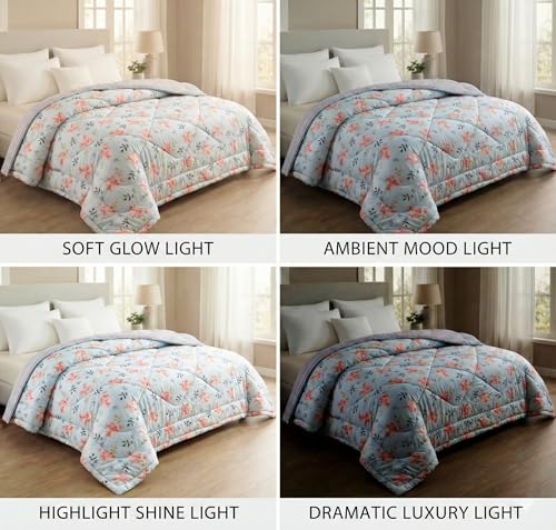 Image of BSB HOME Cloud Cotton Reversible AC Comforter for Double Bed | Super Soft 220 GSM Quilt /Duvet /Dohar | Lightweight All-Season Comforter | 88 x 90 Inches (1 Piece) (Aqua, Pink)
