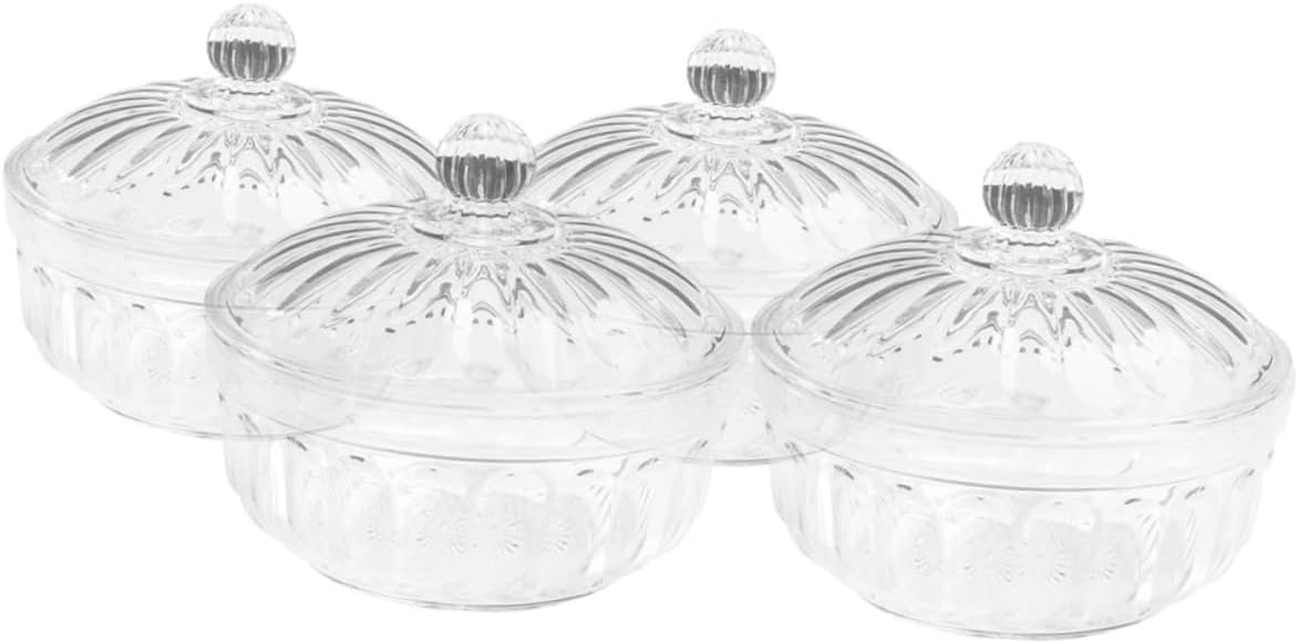 4pcs Clear Acrylic Serving Bowl Lid Transparent Fruit and Salad Containers Shatterproof Candy Jars for Weddings Parties and Special Occasions