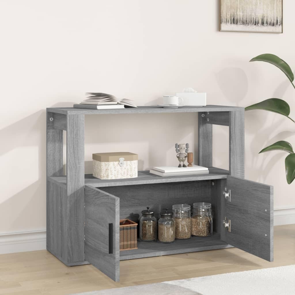 Sideboard-Sngineered Wood Storage Cabinet Suitable for Living Room, Kitchen, Bedroom, Office, Home Storage (Grey sonoma)