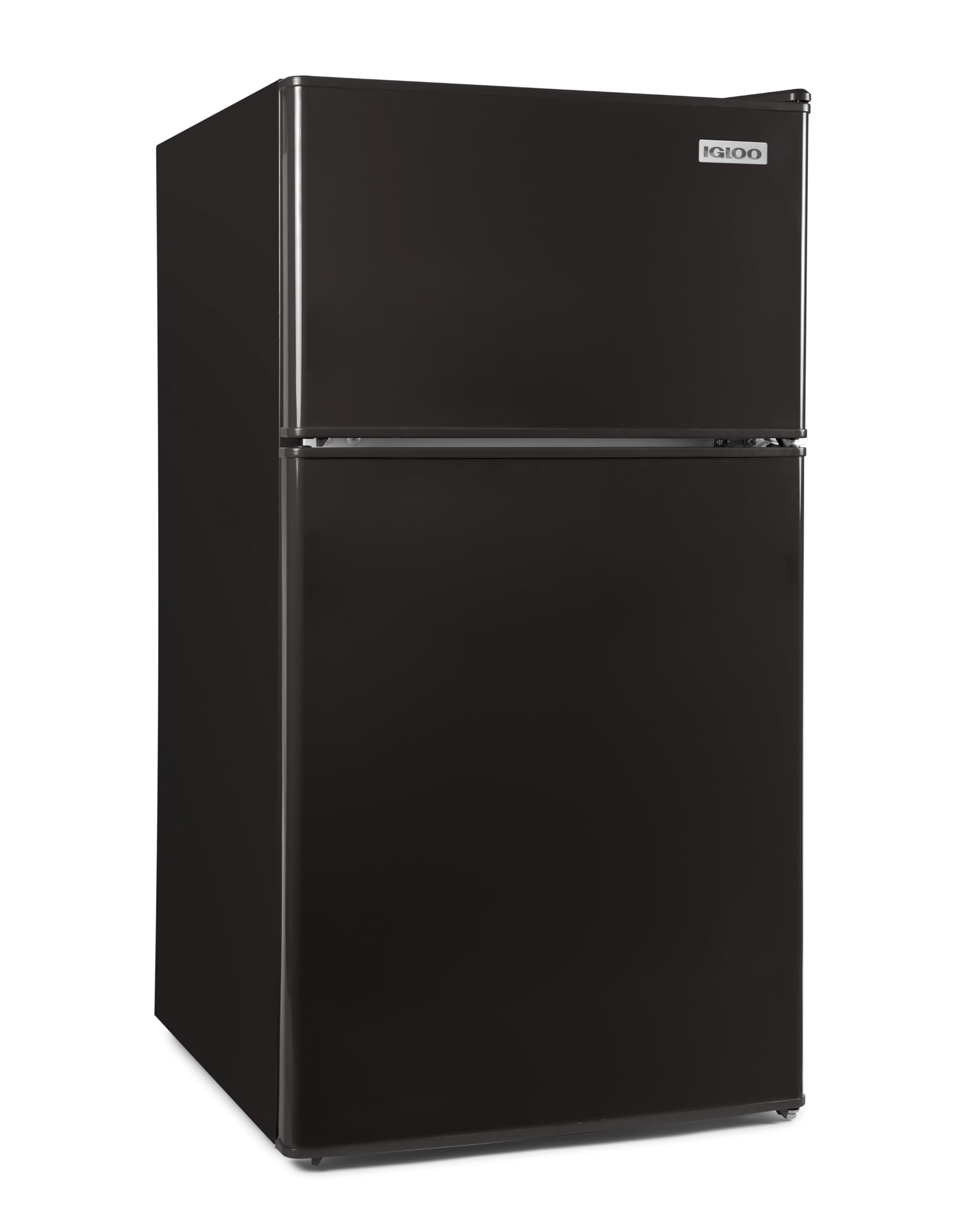 Igloo 3.2 Cu.Ft. Double Door Compact Refrigerator with Freezer - Slide Out Glass Shelf, Perfect for Homes, Offices, Dorms - Black