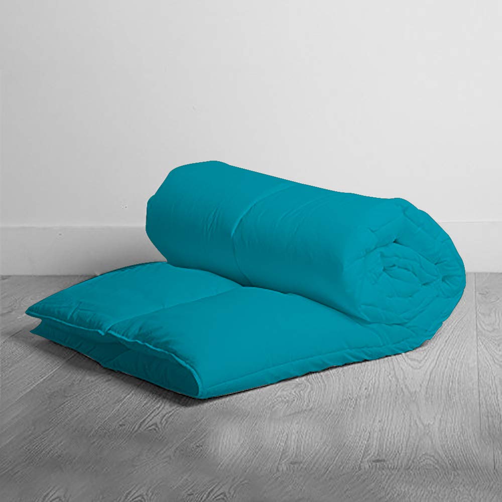 BedDecor 500 GSM Down Alternative Super Soft Premium Quality Microfiber Filling Comforter 600TC Solid 100% Egyptian Cotton (Turquoise Blue,King)