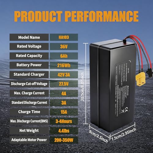 Image of 36V 6Ah 216Wh Lithium Battery for Jetson Bolt Pro E-Bike, 15A BMS, Compatible with 200W-350W Motors, E-Scooters, ATVs, Electric Dirt Bikes & Solar Storage (36V6AH)
