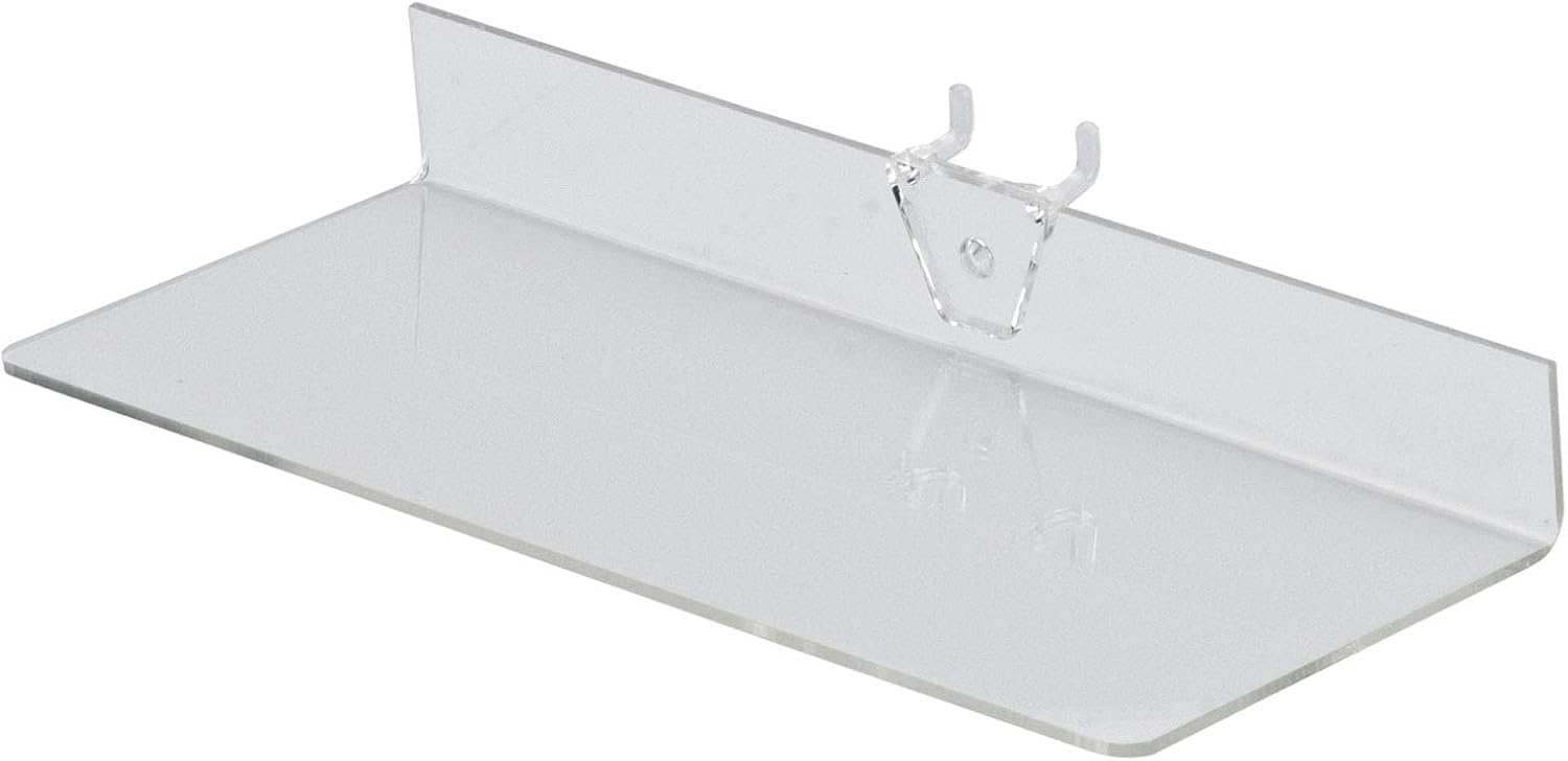 9 x 4 inch Clear Acrylic Shelf - For Pegboard - Set of 2