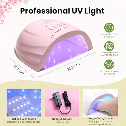 Image of Beetles 64Pcs Gel Nail Kit with U V Light and Nail Tips -25 Color HEMA-FREE Gel Polish Set Sunday Garden Pink Nude Blue Green Brown Nails Kit with Everything Salon Manicure Tool Gifts for Girls Women