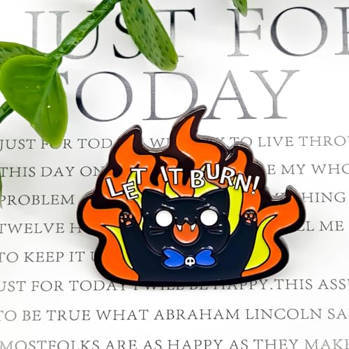 Image of Let It Burn! Angry Cat Enamel Pin - Animal World Series | Premium Enamel Pin - Statement Lapel Pin - Plated Badge for Clothing, Bags, Hats, Jackets, and Lanyards