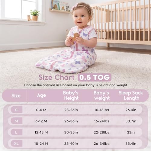 Image of Yoofoss Baby Sleep Sack 6-12 Months 0.5 TOG Baby Wearable Blanket, 100% Cotton Infant Toddler Sleeping Sack 2-Way Zipper Lightweight Sleep Sack
