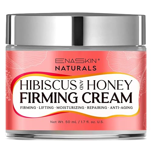 Face Firming Cream with Hibiscus and Honey: Anti-Aging Neck & Under Eye Moisturizer with Collagen - Anti Wrinkle Eye Balm with Fine Lines - Day & Night Skin Tightening Lotion for Lift and Firm - 45ML