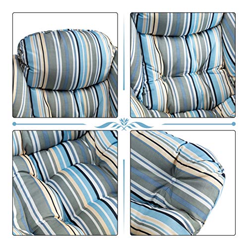 Abocofur Modern Large Cotton Fabric Lazy Chair，Accent Contemporary Lounge Chair, Single Steel Frame Leisure Sofa Chair With Armrests And A Side Pocket, Stripe #TOP3
