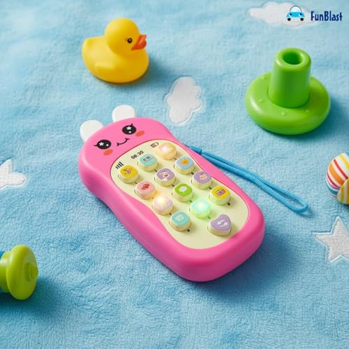 Image of FunBlast Cartoon Musical Mobile Phone for Kids, Mobile with Light & Sound Toys for Babies | Educational Toys for Kids 3+ Years /Boys /Girls-1 Unit (Bunny-Pink)
