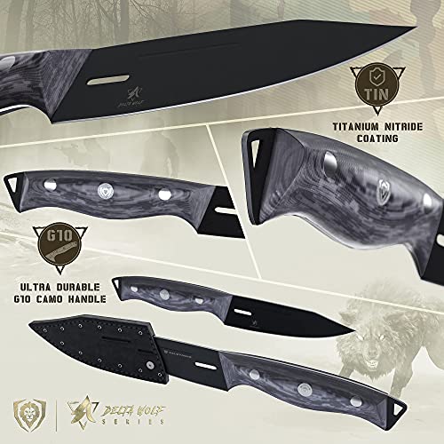 Dalstrong Delta Wolf Series Santoku Knife 7" Bundled With Delta Wolf Series Paring Knife 4" With Pu Leather Sheath - Black Titanium Nitride Coating - G10 Camo Handle #TOP6