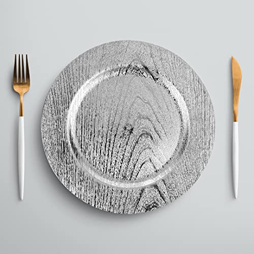 Set de 4 platos cargadores metálicos plateados de acrílico miniatura 3