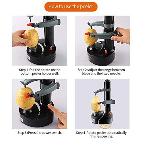 Electric Potato Peeler Automatic Apple Rotato + 18 Replaceable Blades Electric Fruits Vegetables Peeler,Cowstook(Black) #TOP2