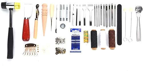 Miniatura 4 de Kit de herramientas de cuero, juego de herramientas de cuero de 42 piezas, 42 piezas de herramientas de punzón, kit de costura a mano, costura a