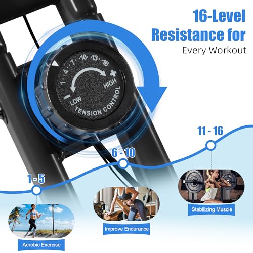 Image of BARWING Exercise Bike Stationary Bikes for Home，3 in 1 Folding Exercise Bikes for Seniors, Indoor Cycling Workout Bike 16-Level Adjustable Resistance,330LB Capacity,Comfortable Seat Backrest Black