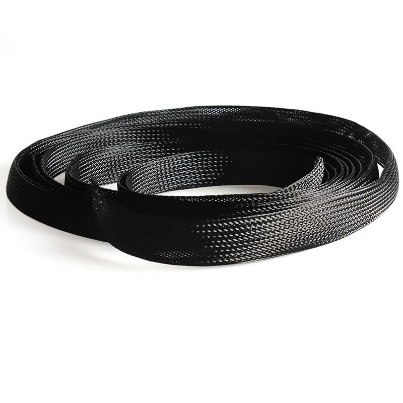 Manguitos de Malla for Cables 200 m, Manguitos expandibles Negros 3 a 10 mm for protección Datos, Tubos Nailon ignífugos -Funda Trenzada Extensible para Cables(6 mm)