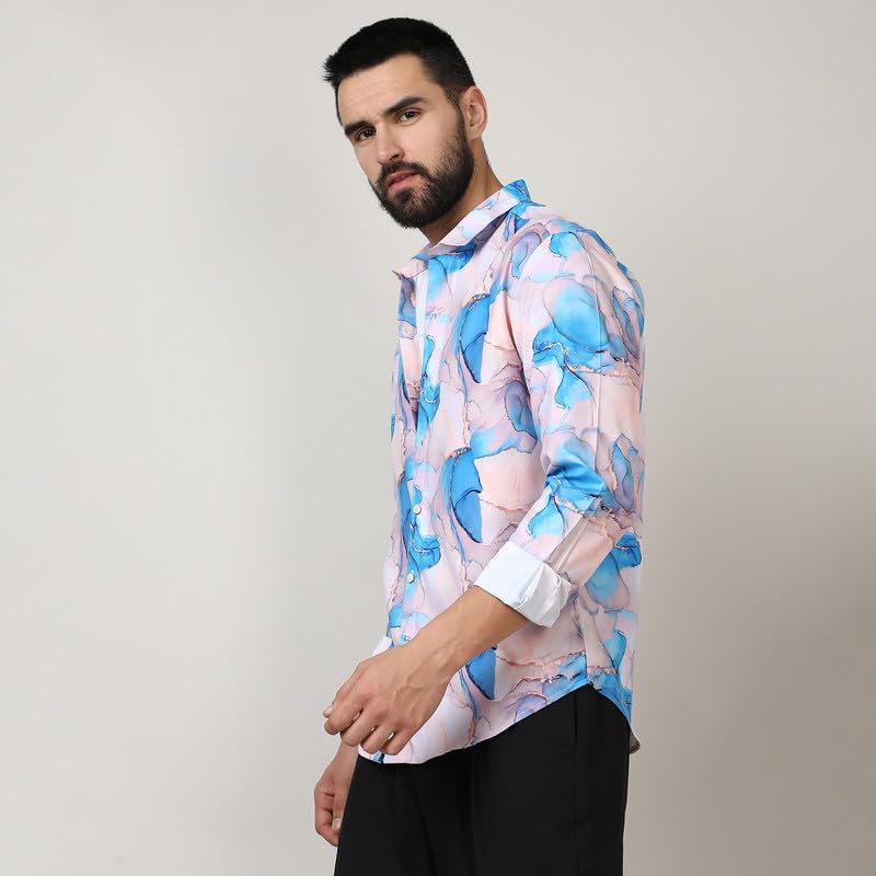 Image of CAHOOT Men's Twisted Crease Shirt for Casual Wear | Spread Collar | Long Sleeve | Button Closure | Shirt Crafted with Comfort Fit for Everyday Wear