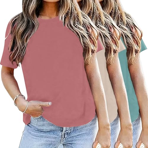 LOOKFACE 3 Pack Womens Basic T Shirts Summer Tops 2025 Short Sleeve Tees Comfy Casual Vacation Clothes2