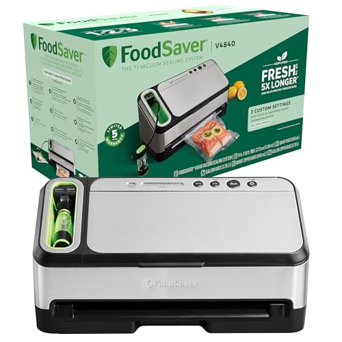 FoodSaver Vacuum Sealer with Starter Kit | 2-in-1 Vacuum Sealer Machine with Handheld Sealer, Bags and Roll | Stainless Steel | V4840
