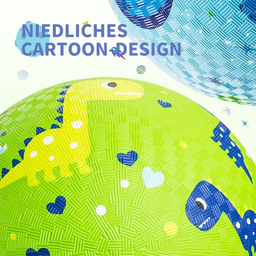 U&C Planet 2 Stück Spielplatz Bälle 21cm Kickballs Set Dodge Ball mit Pumpe Gaga Ball Handball Soft Boucy Bälle Spielball für Kinder 1-8, Spiel Camps Schule Garten，blau und grün