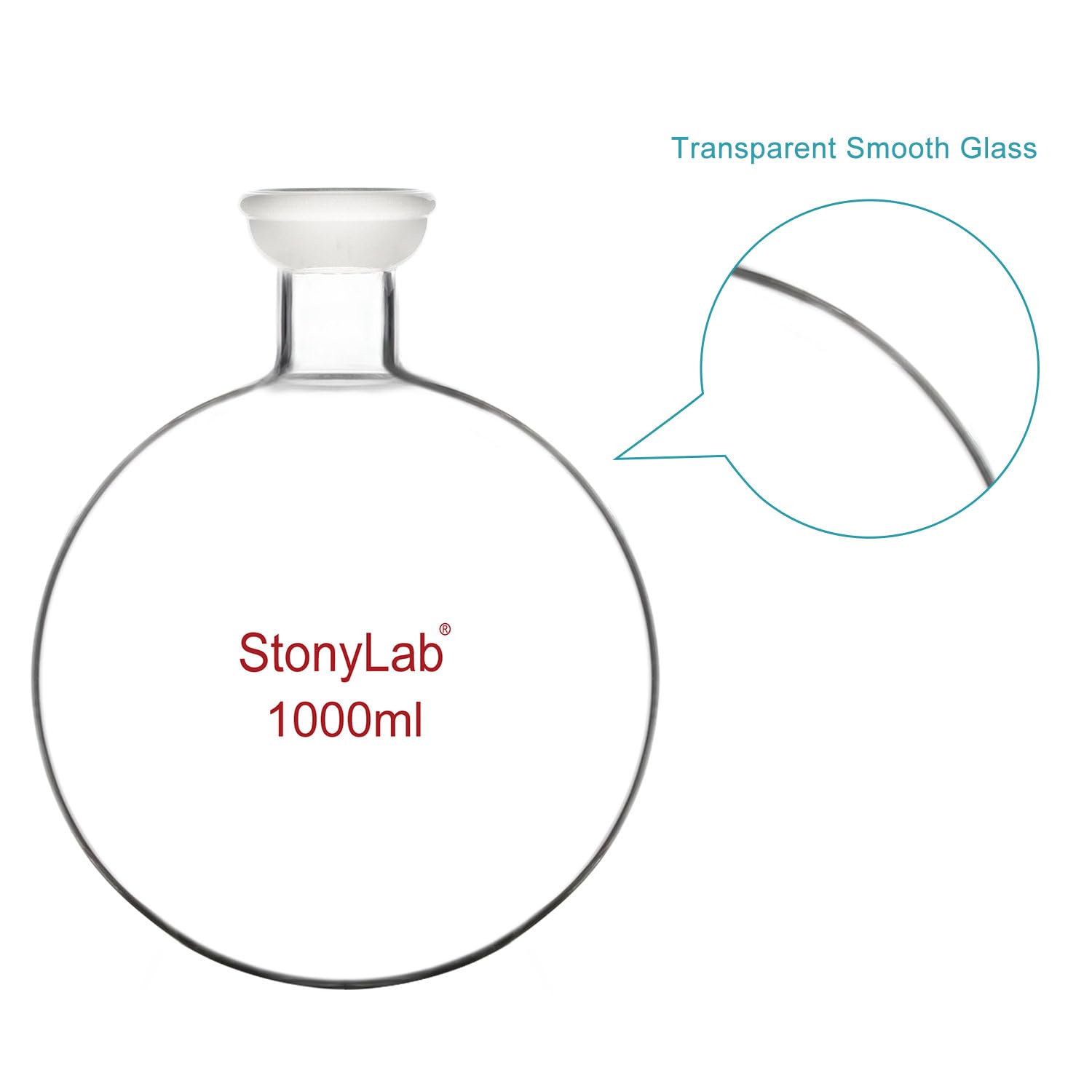 stonylab Matraz Receptor de Fondo Redondo de Junta Esférica, Matraz Receptor de Evaporador Rotativo de Vidrio de Borosilicato con Junta Rectificada 35/20, 1000 ml (1 L)
