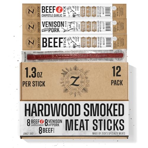 Zick's Gourmet Gift Box Meat Sampler 1.3oz | Original Beef, Spicy Chipotle Garlic, Venison with Pork...
