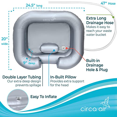 Inflatable Hair Washing Basin And Bedside Shower Bag Bundle For Easy Hair Washing In Bed. Ideal For Bedridden & Elderly. Portable Shampoo Bowl Is Easy To Use & Convenient #TOP2