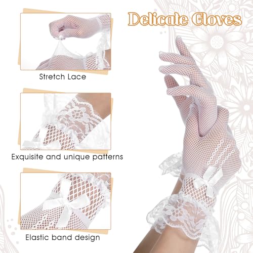 16 Pairs of Women Lace Gloves Tea Party Elegant Short Gloves for Vintage Ladies Wedding Wrist3