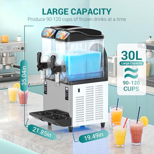Image of 8 Gal Commercial Slushy Machine with LED Light, 15-45 Minutes to Make，Commercial Frozen Drink Machine with 5 Preset Programs, 110V Margarita Slushie Maker, for Wine Cocktails, Daiquiri Juice