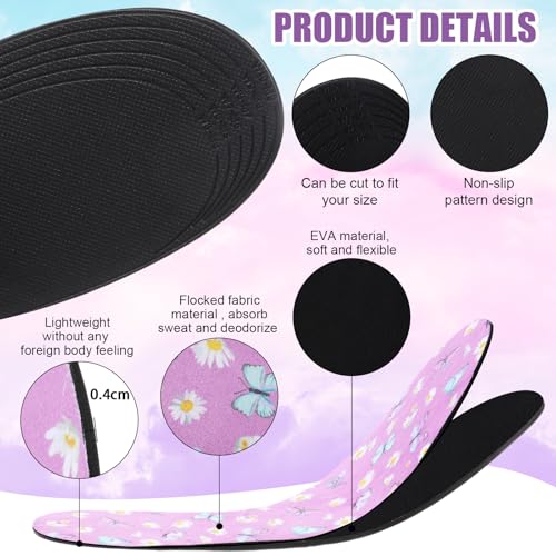 3 Pairs No Show Socks Sockless Shoe Liner Washable Barefoot Shoe Insoles No Slipping Inserts (Sweet Style)3