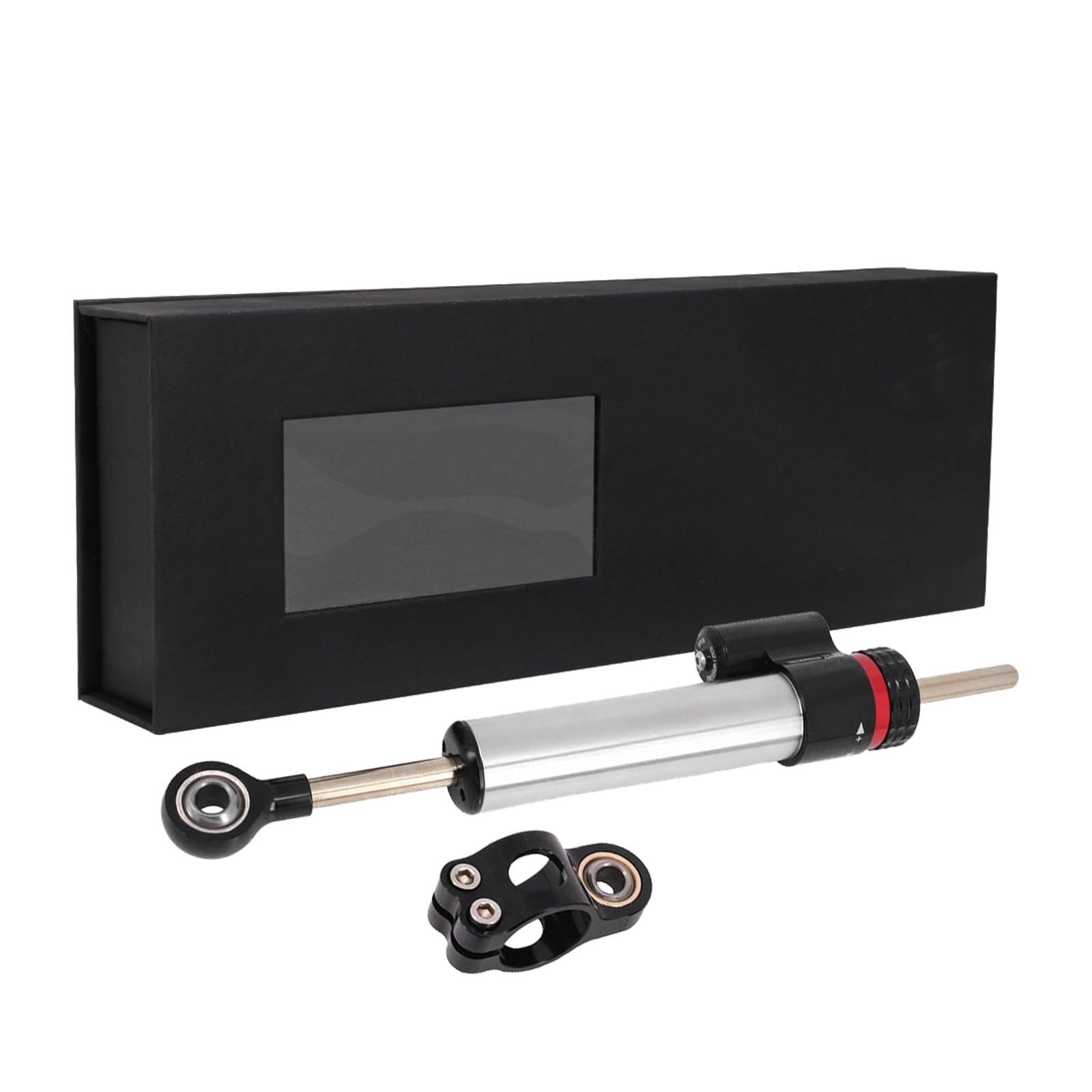 JFG RACING Motorcycle Steering Damper without Mounting Brackets,Universal CNC 10" Adjustable Stabilizer for Most Motorcycles Street Sport Road Racing Bike-Silver