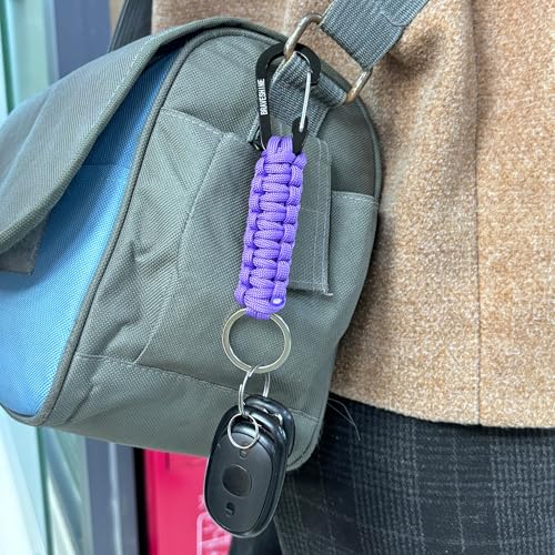 Image of BRAVESHINE Paracord Keychain Carabiner Clip, D Ring Lanyard Hanger Stroller Hook for Water Bottle, Key, Backpacks, Men, Women