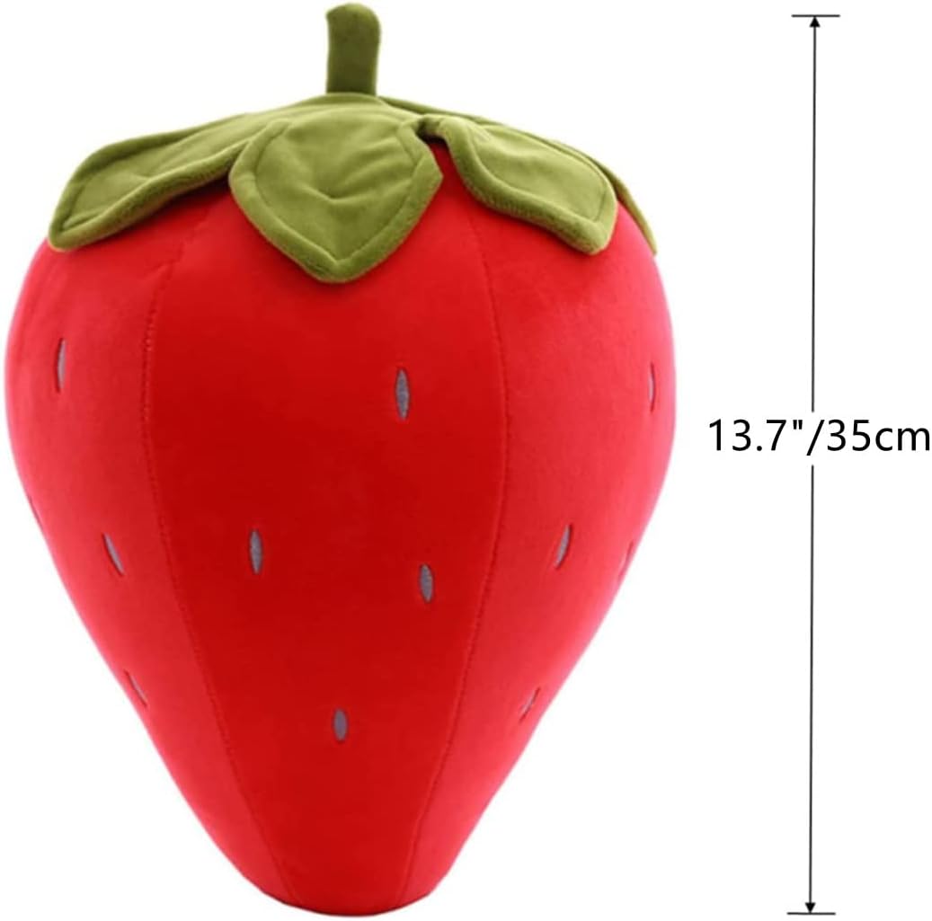 Cute Fruit Kids Pillow Stuffed Strawberry Plush Pillows Super Soft Girls Pillows Cushion Seat for Kids Toys (Red,13.7''/35cm)1 Count (Pack of 1)