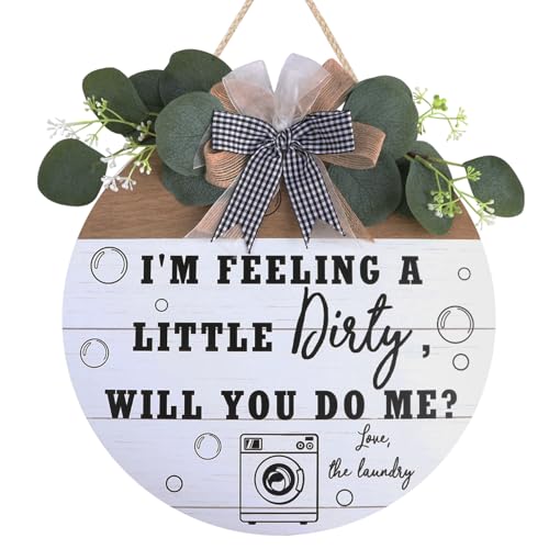 TOARTi Love The Laundry Room Wood Sign I'm Feeling A Little Dirty,Will You Do Me Farmhouse Laundry Wooden Sign Washing Clothes Hanging Plaque for Washroom Bathroom Wall Decoration 11.4”x11.4”