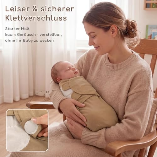 Yukkidds Pucksack Baby 1-3 Monate, Pucktuch Swaddle für Neugeborene – Ansicht 5