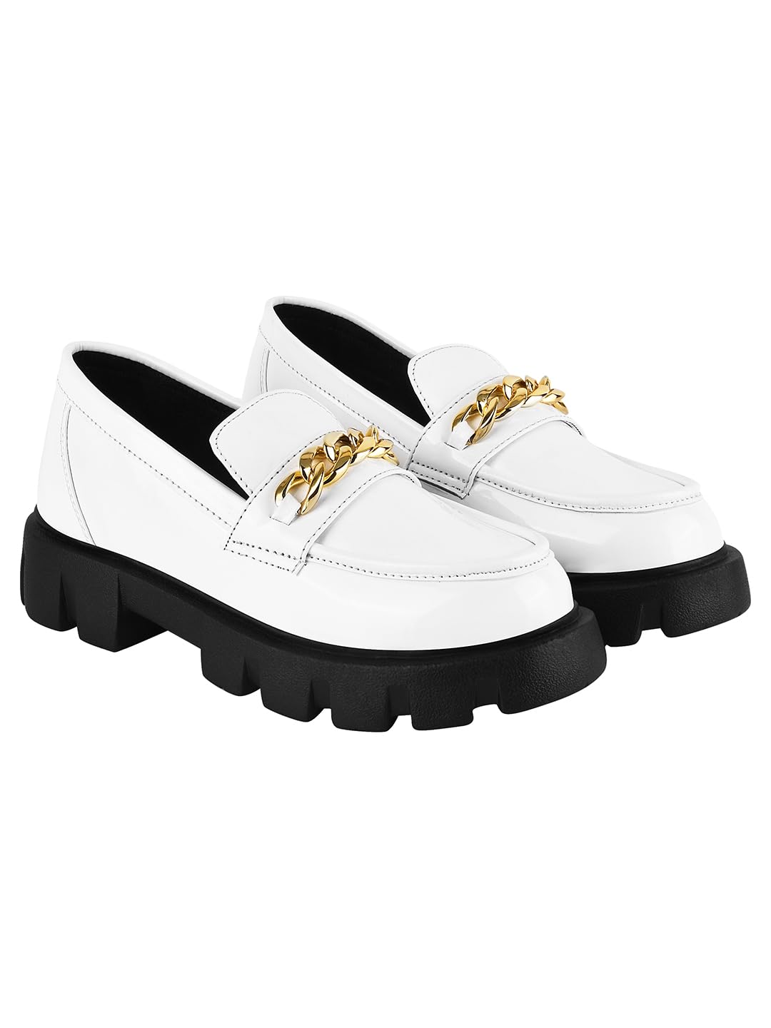 Shoetopia Smart Casual Chain Detailed White Loafers for Women & Girls /UK6 (B0C8D4HJPN) Amazon Price History, Amazon Price Tracker