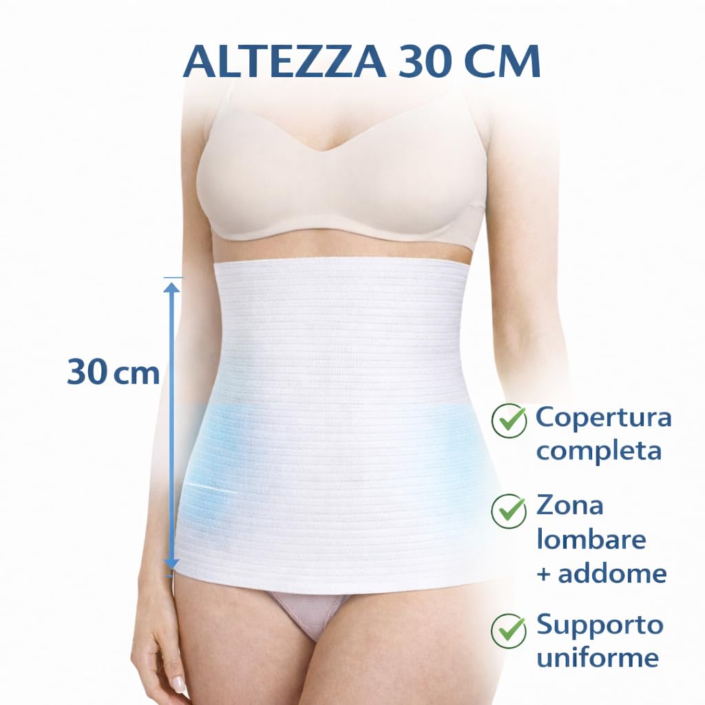 Leedya Pancera Contenitiva Estiva Unisex Made in Italy - Fascia Elastica Lombare Traspirante in Cotone 30 cm - Discreta sotto i Vestiti - Supporto Schiena Addominale Uomo Donna (XL) - 5
