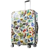 FUL Rolling Luggage, Disney Stamps Harrdshell Carry On Suitcase with Spinner Wheels, Multi, 30 Inch