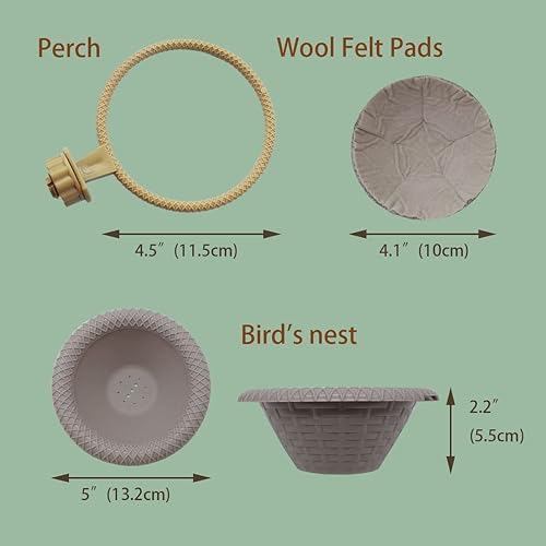 Miniatura 2 de FOIBURELY Nido de pájaros con pinzón canario con fieltro (gris)